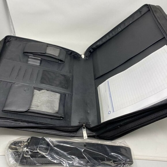 FRANKLIN Covey Black Nylon with leather trim Laptop Briefcase NEW - Picture 5 of 12